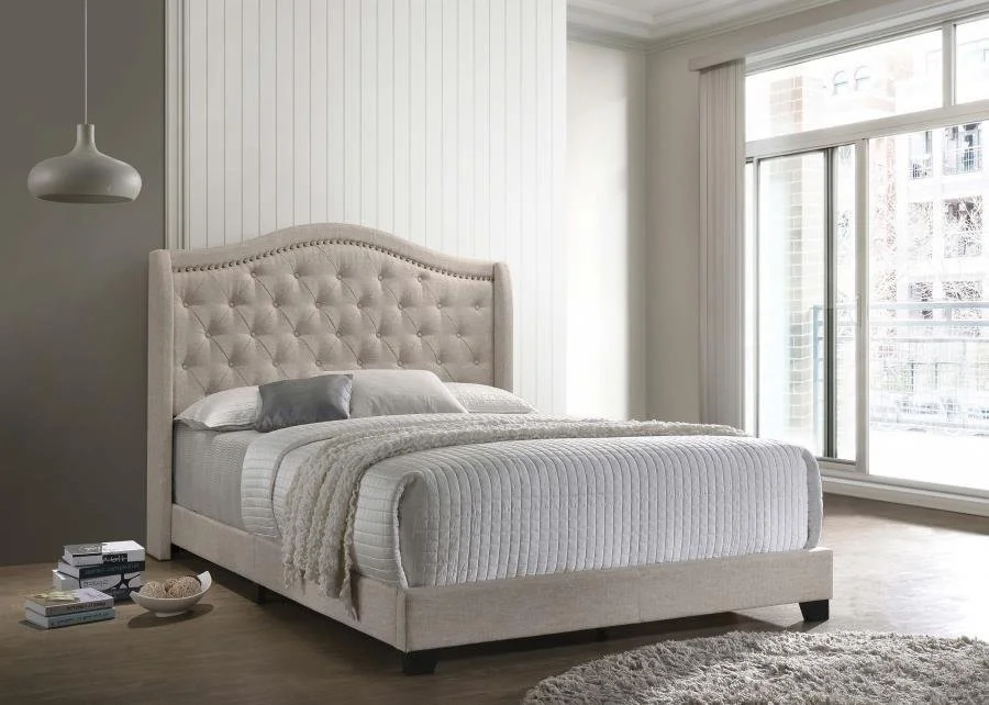 Sonoma Upholstered Wingback Bed Beige