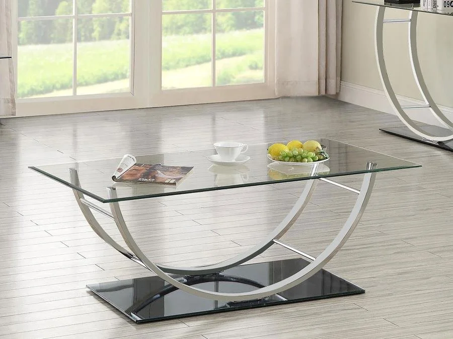 Danville Rectangular U-Shaped Glass Top Coffee Table Group