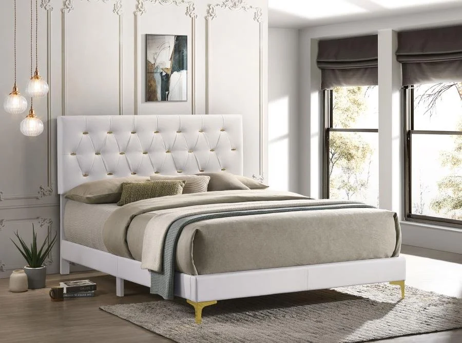Kendall Upholstered  Panel Bed White