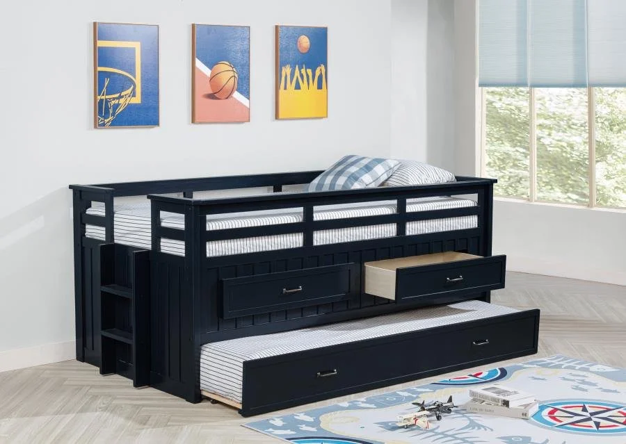 Carlsbad Wood Twin Captains Bed With Trundle 2 Colors