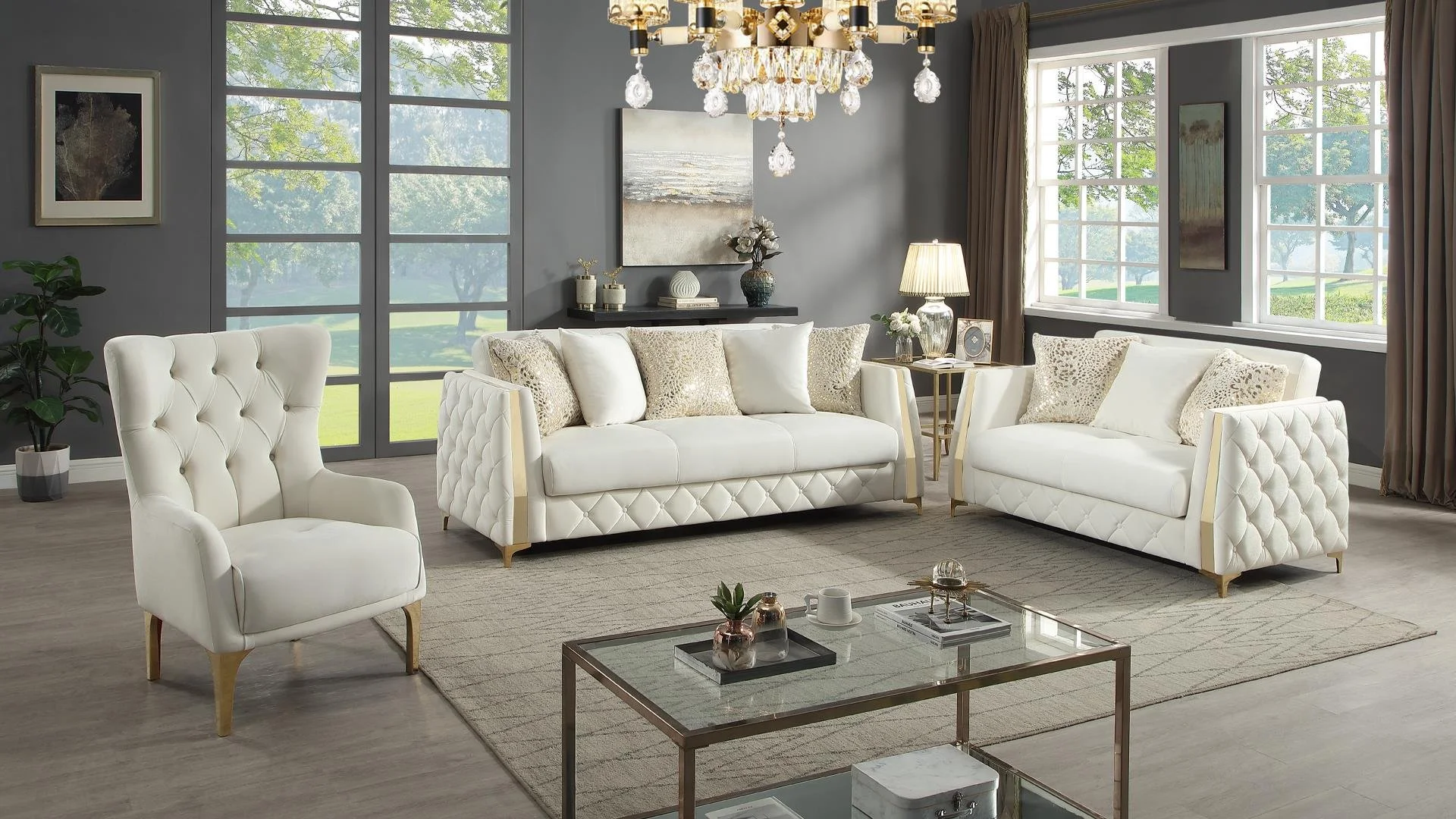 Lippa Living Room Set in  Off White COMING 03/09/2026