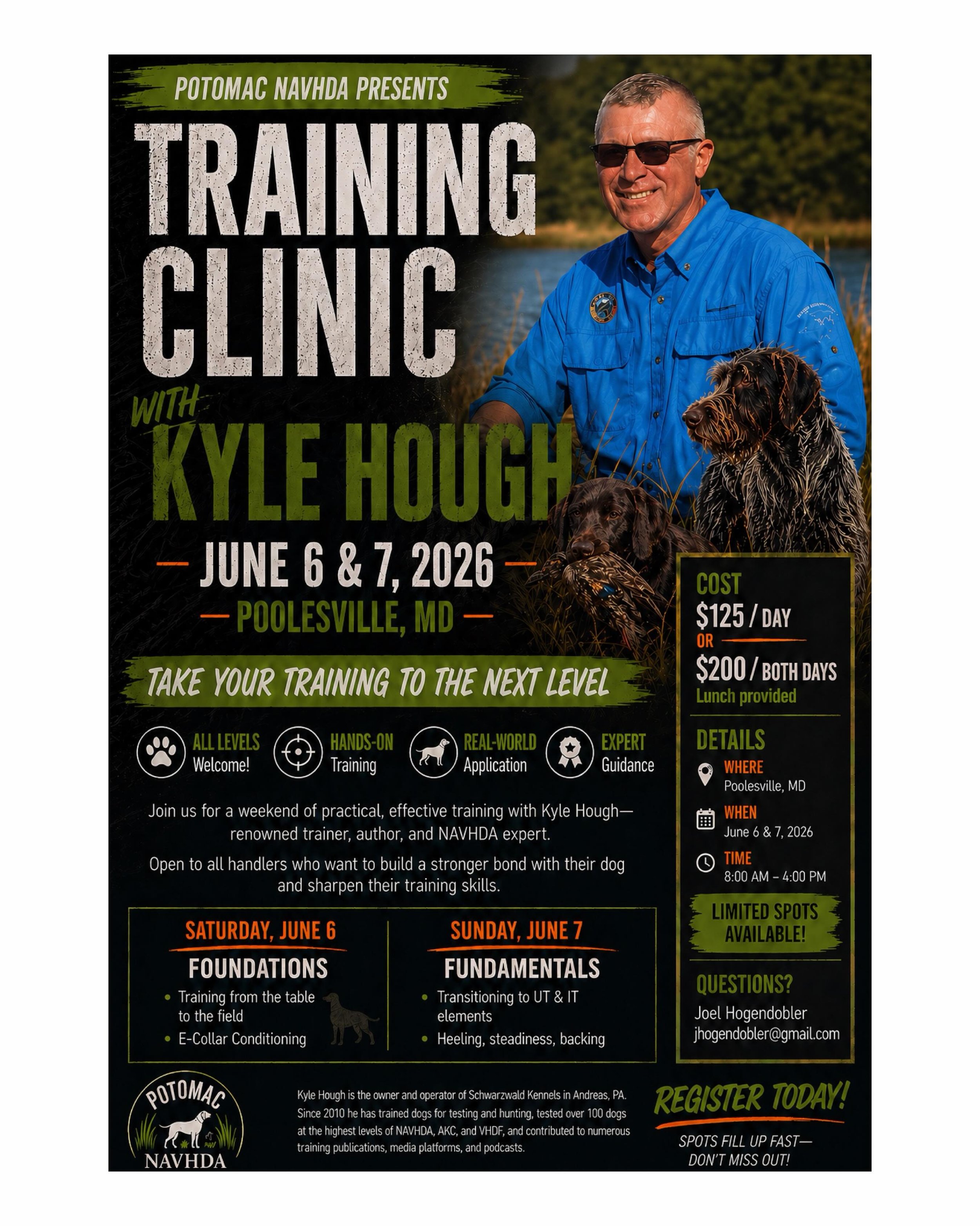 We still have a few spots left. It&rsquo;s going to be an epic event with one of the best NAVHDA dog trainers on the east coast.