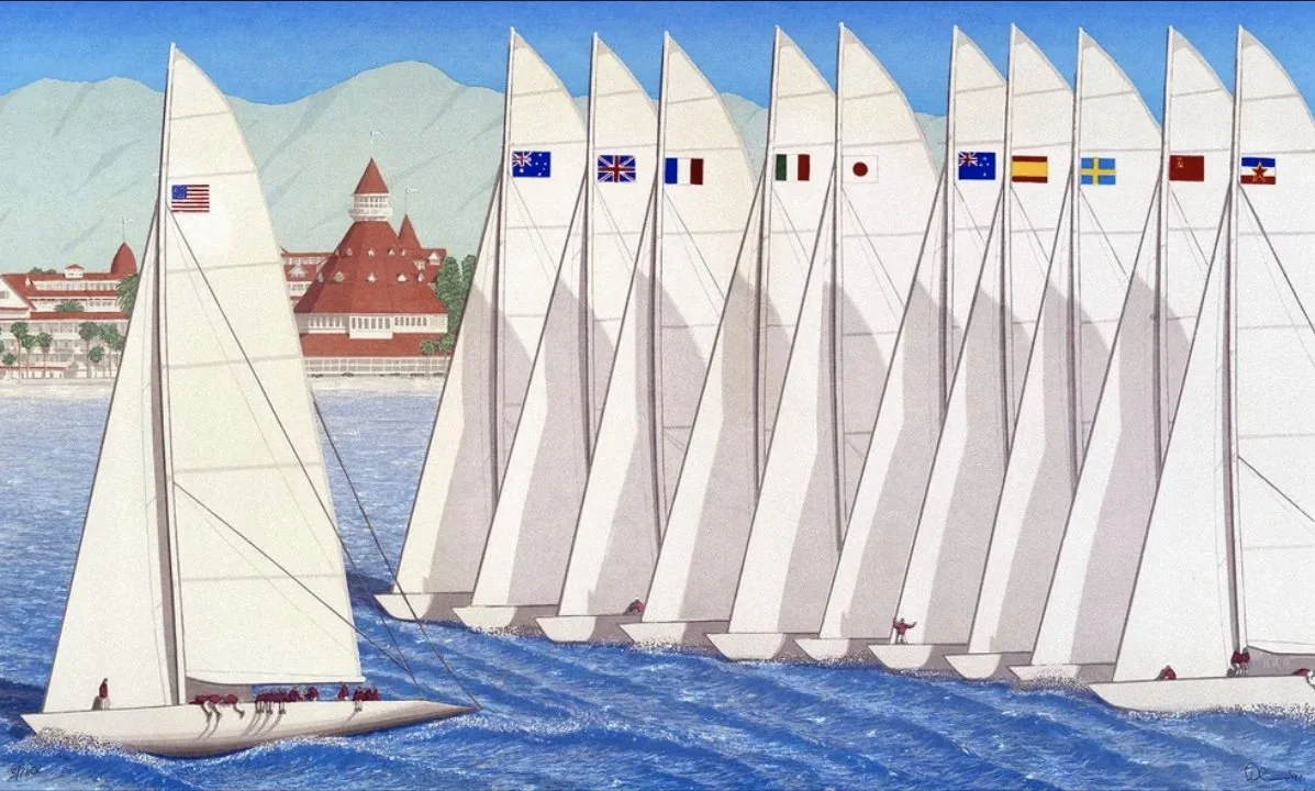 Dan Mackin, America's Cup, 1990, Serigraph (silkscreen with oil paint), 26 x 40 inches, $2,500