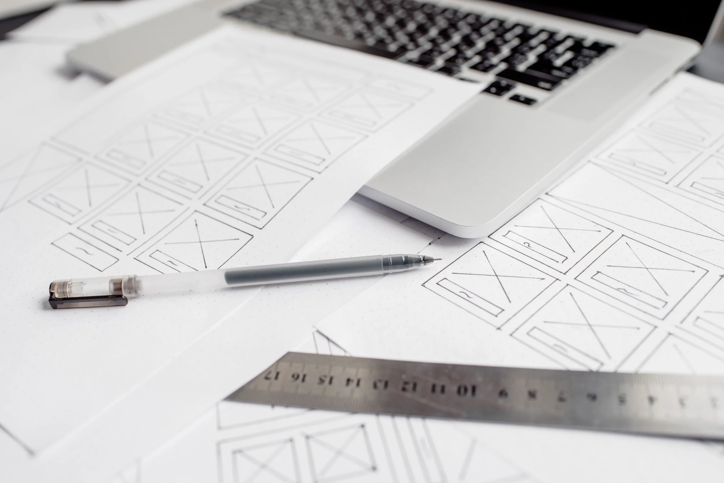 Computer and UX layout drawings