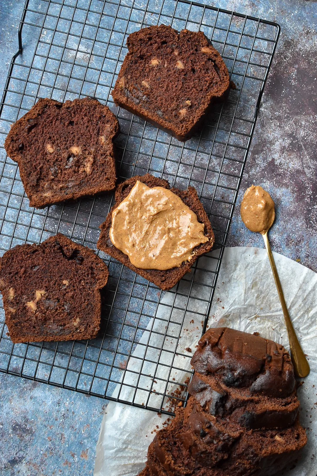 freelance foodie content creator - chocolate banana bread with nut butter