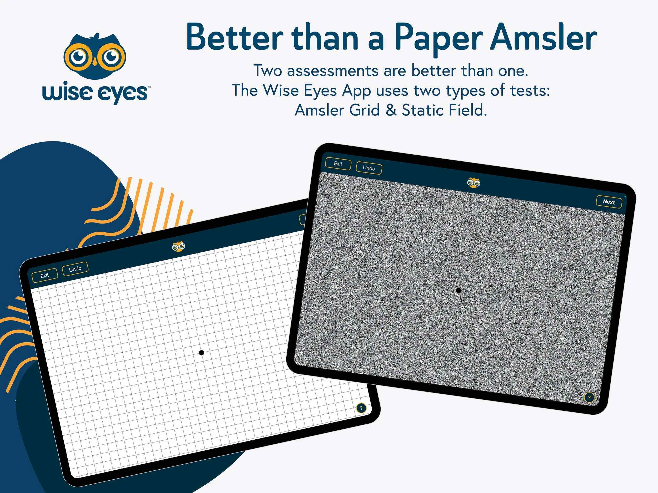 Graphics of the amsler grid and Static Field for Macular degeneration monitoring