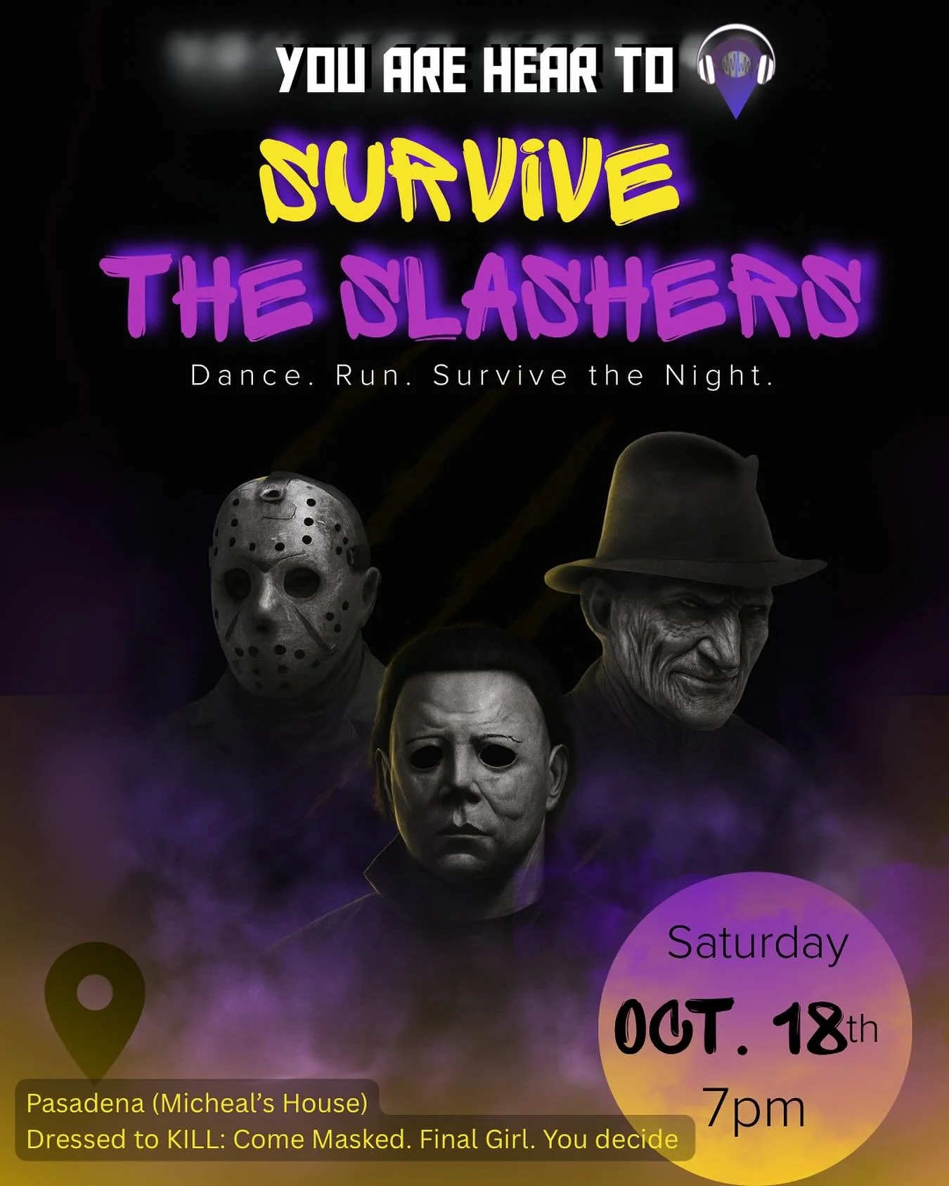 🩸 TICKETS ARE LIVE! 🩸

The slashers are loose, the route is set, and the night is creeping closer&hellip;
👟 Dance. Run. Survive the Night.

⚡ Early Victim Special: $15
Only until this Sunday the 5th @11PM &mdash; after that, the price rises and yo