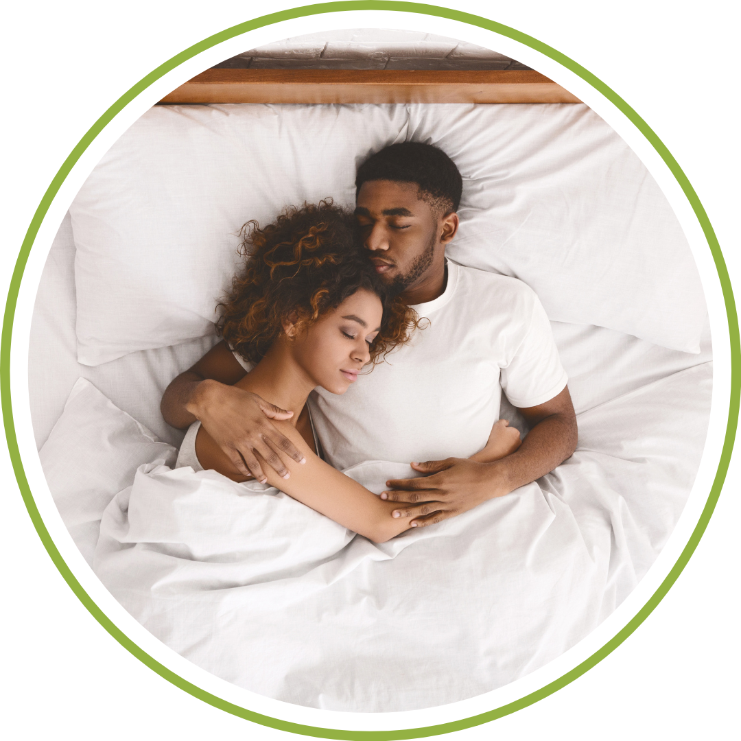 well-rested parents sleeping peacefully at night thanks to overnight newborn care services in Cleveland area