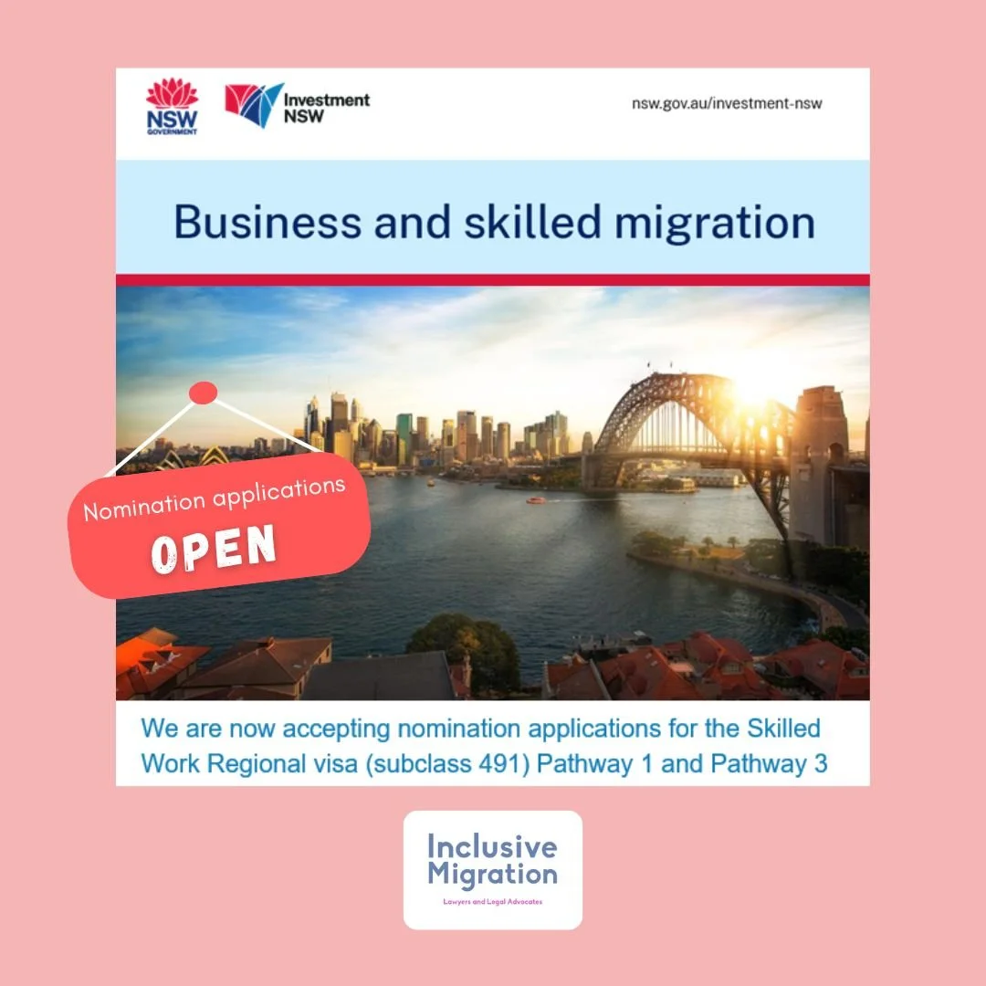 Update: NSW Skilled Migration Program opens (and then abruptly closes) Subclass 491 nomination pathways