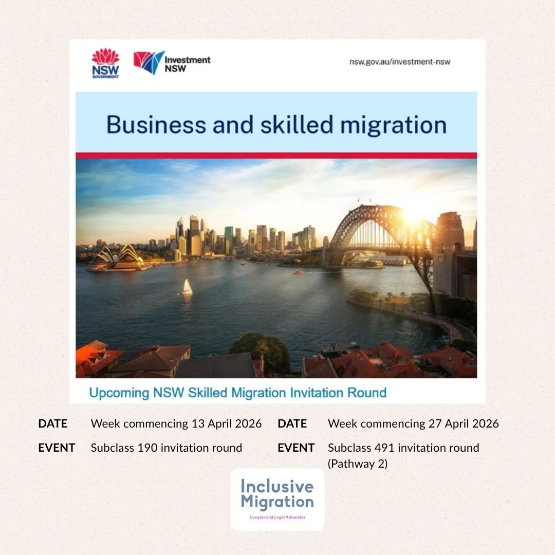 NSW will be conducting upcoming Subclass 190 &amp; 491 invitation rounds in April 2026