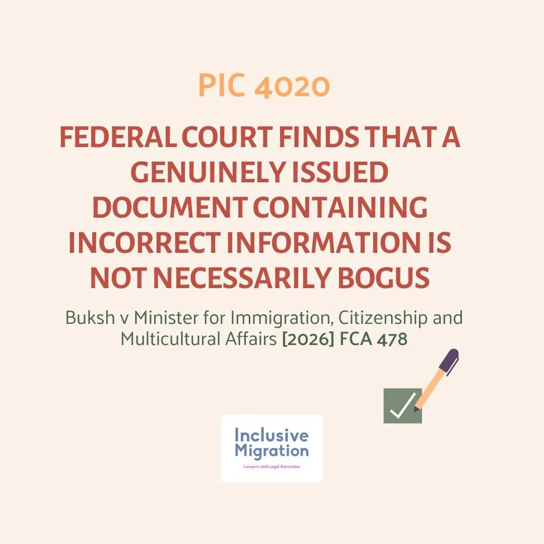 Public Interest Criteria 4020 and what constitutes a “bogus document”