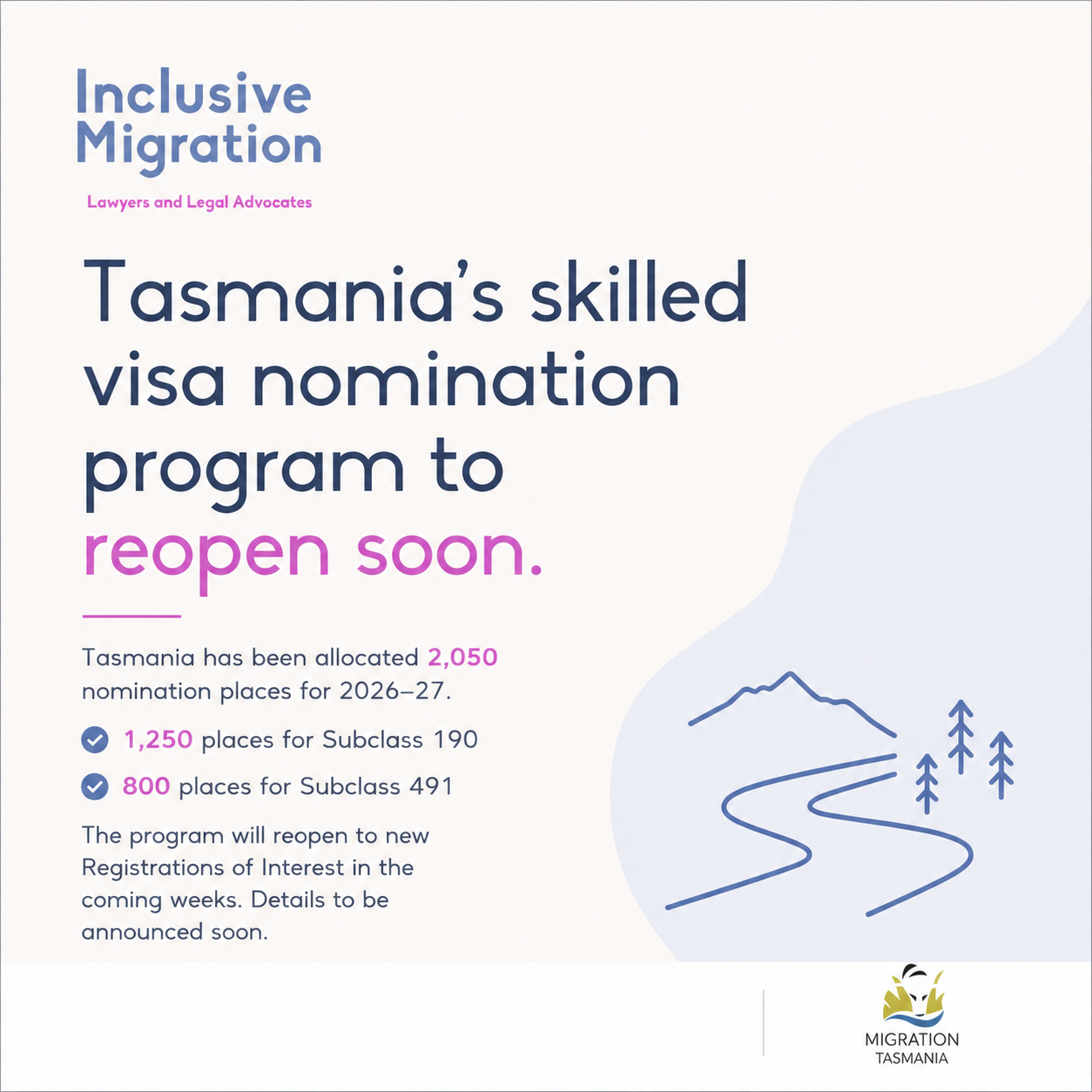 Tasmania's Skilled Migration State Nomination Program to reopen for 2026–27