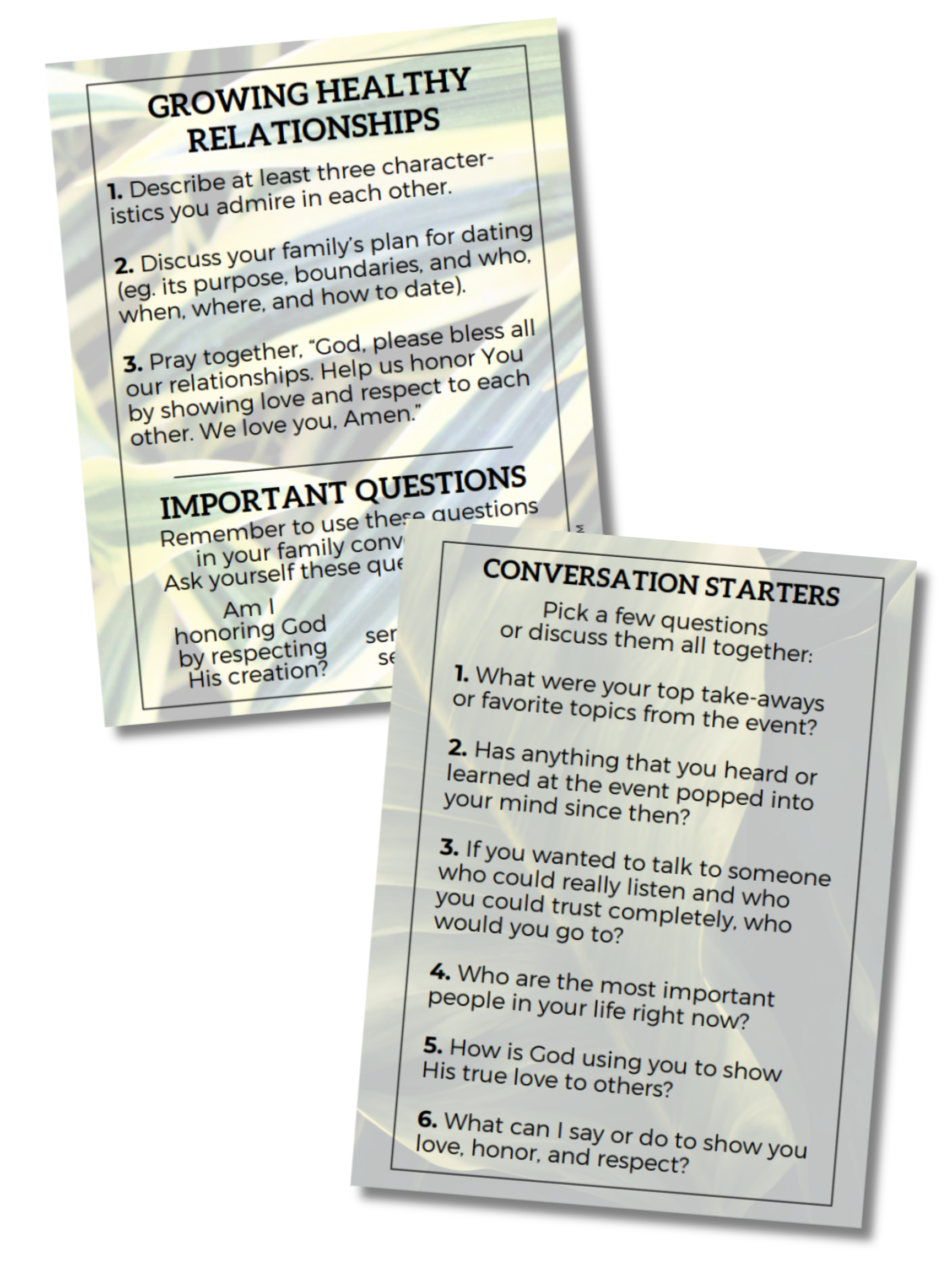 Healthy Relationships Discussion Cards