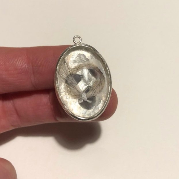 Silver Hair Locket with Gold Ingot, Garnet and Ruby