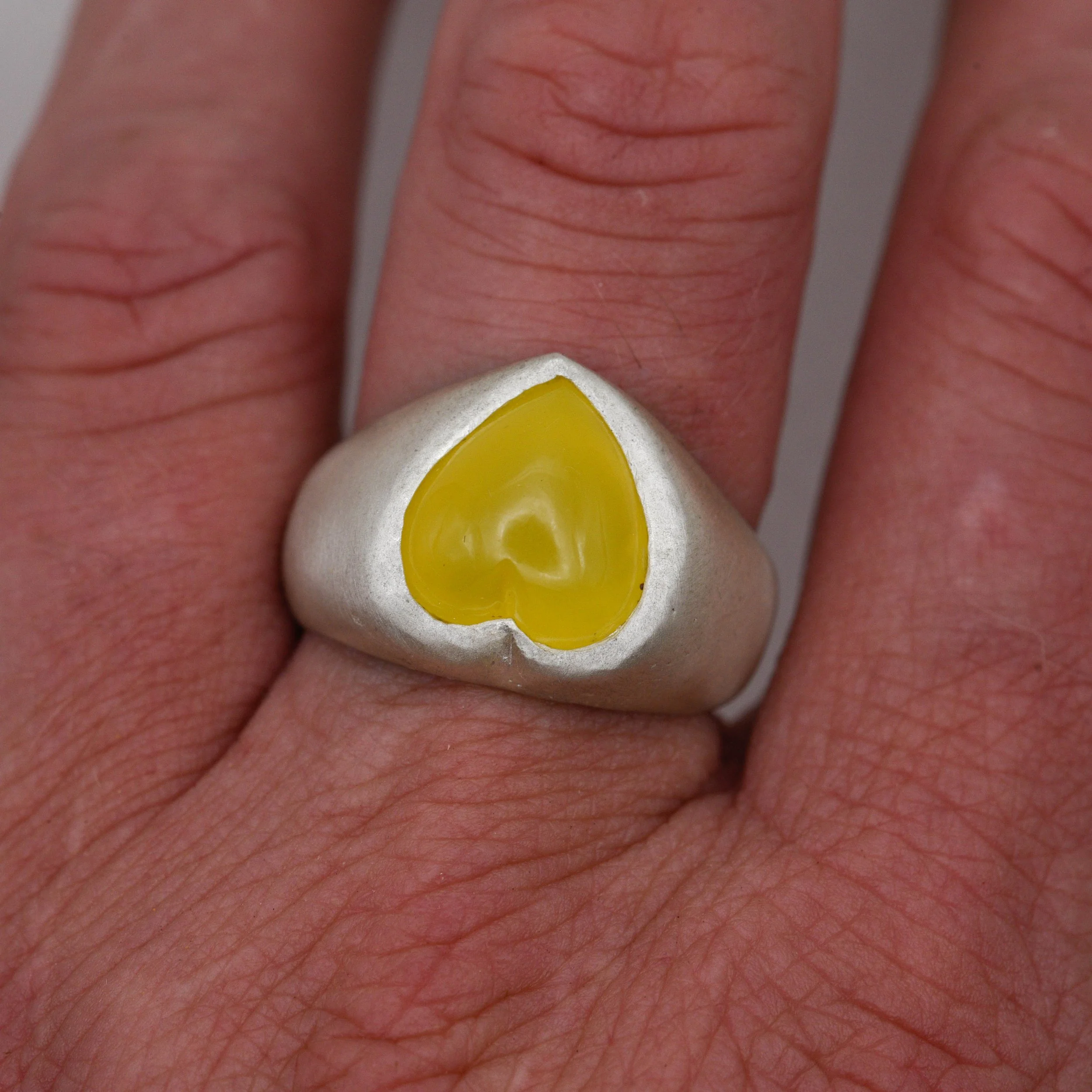 Yellow Heart Cabochon Ring