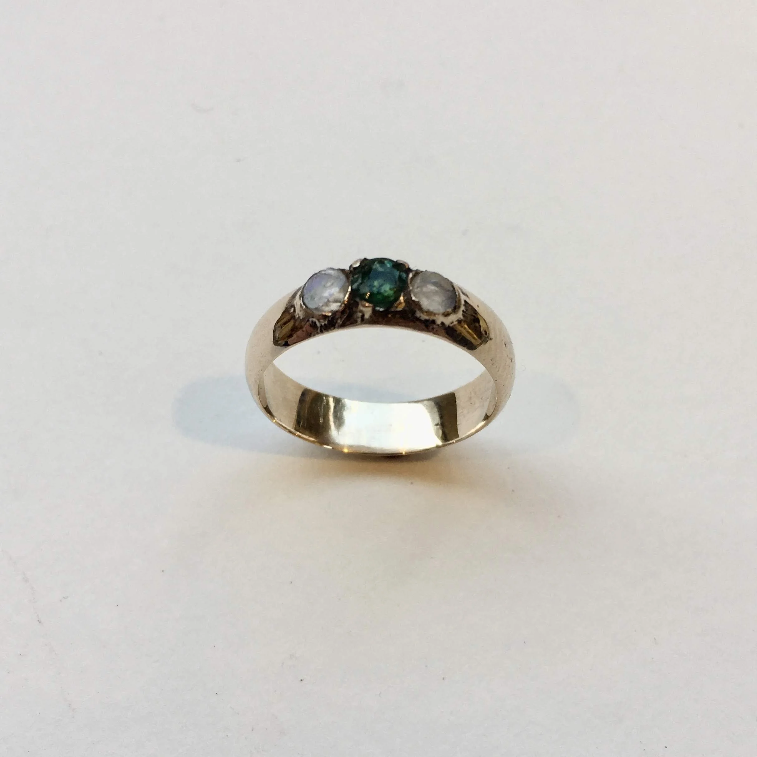 Moonstone and Emerald in Gold