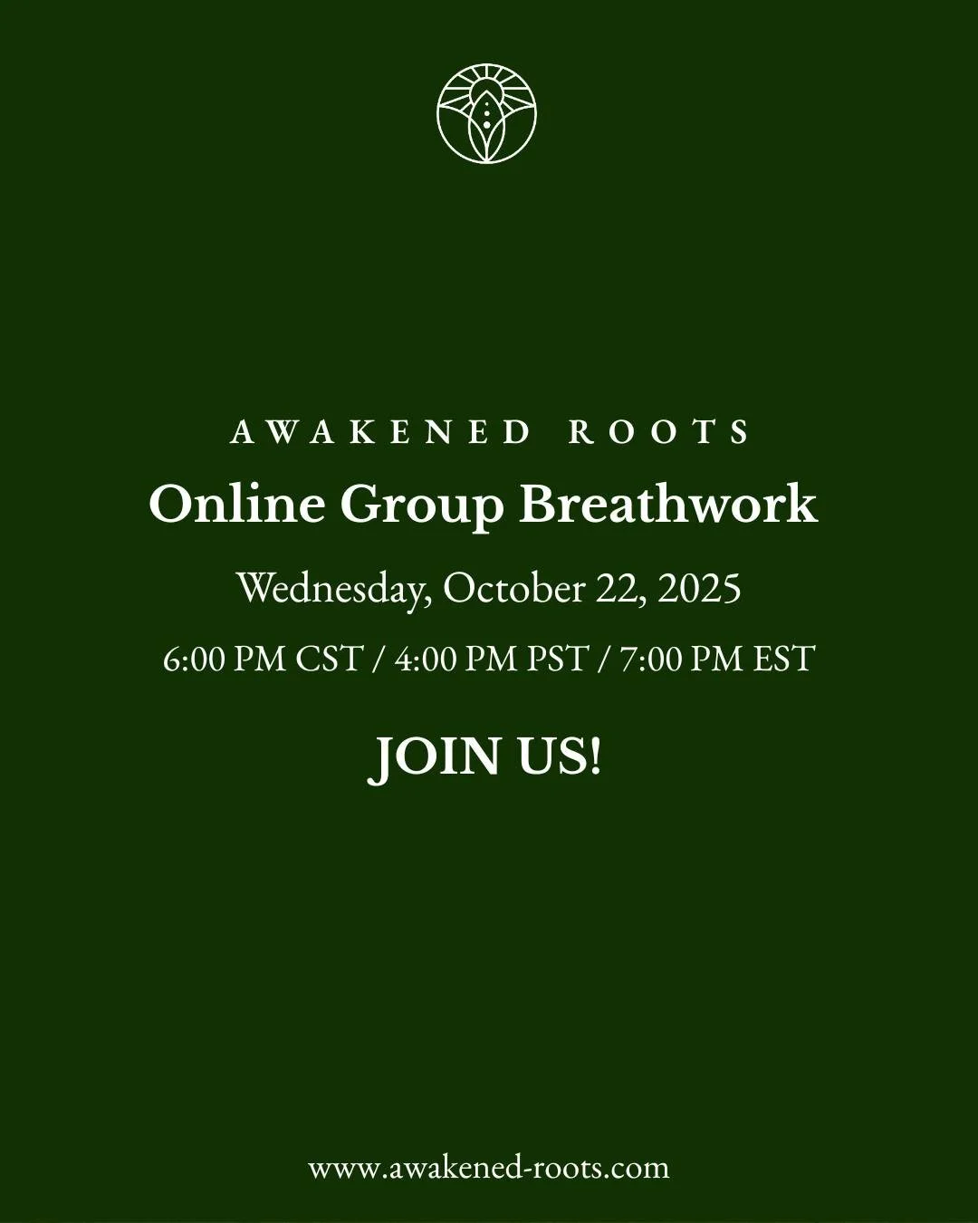 Looking for a little space to breathe and recenter?

Join us this Wednesday for guided group breathwork&mdash;90 minutes to release stress, reconnect with your body, and breathe easier.

Whether you're new or an experienced breather, all you need is 