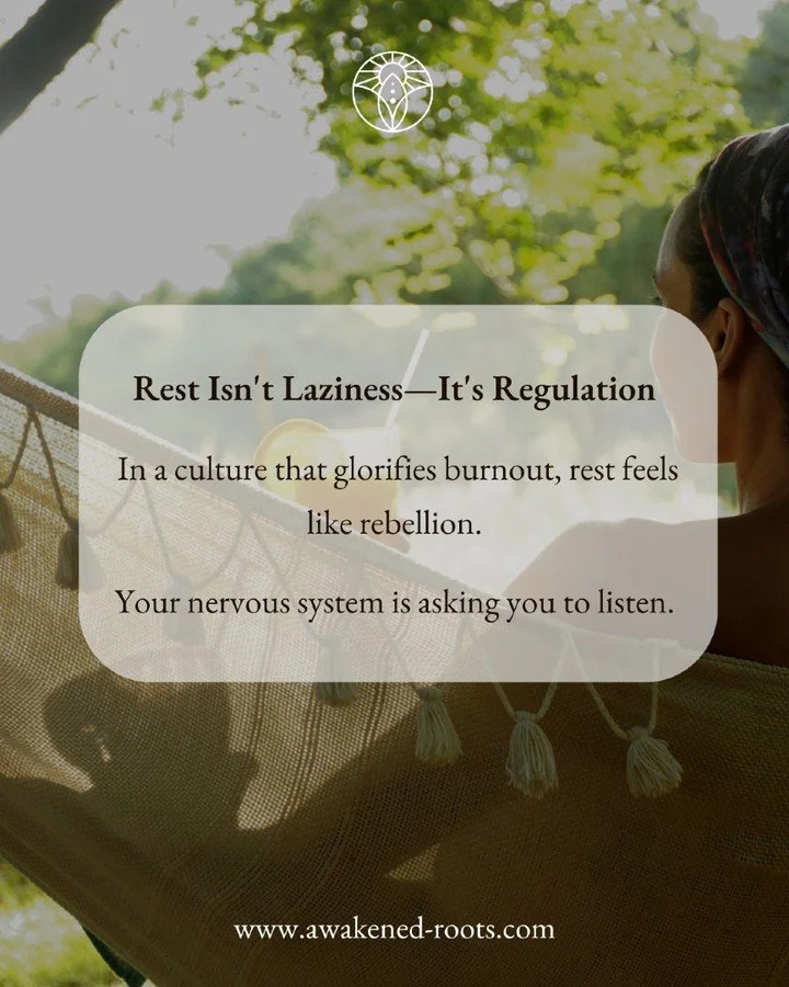 Rest isn't laziness&mdash;it's regulation.

In a world that glorifies burnout, your nervous system is asking you to stop and listen.

When you truly rest:
&bull; Your body repairs cells and balances hormones
&bull; Your vagus nerve signals safety
&bu