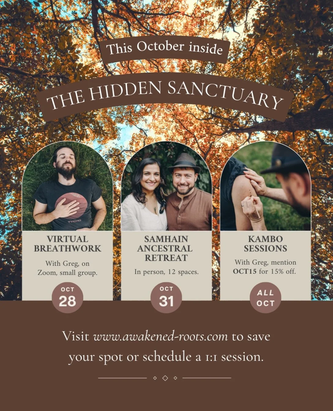 October inside The Hidden Sanctuary&hellip;

🌬️ Wednesday, October 28: Virtual Breathwork with Greg, 6:00 -7:30 PM CST on Zoom. 

Soothe your brain and your spirit with beginner-friendly breathwork techniques in a small group. (You&rsquo;ll get the 