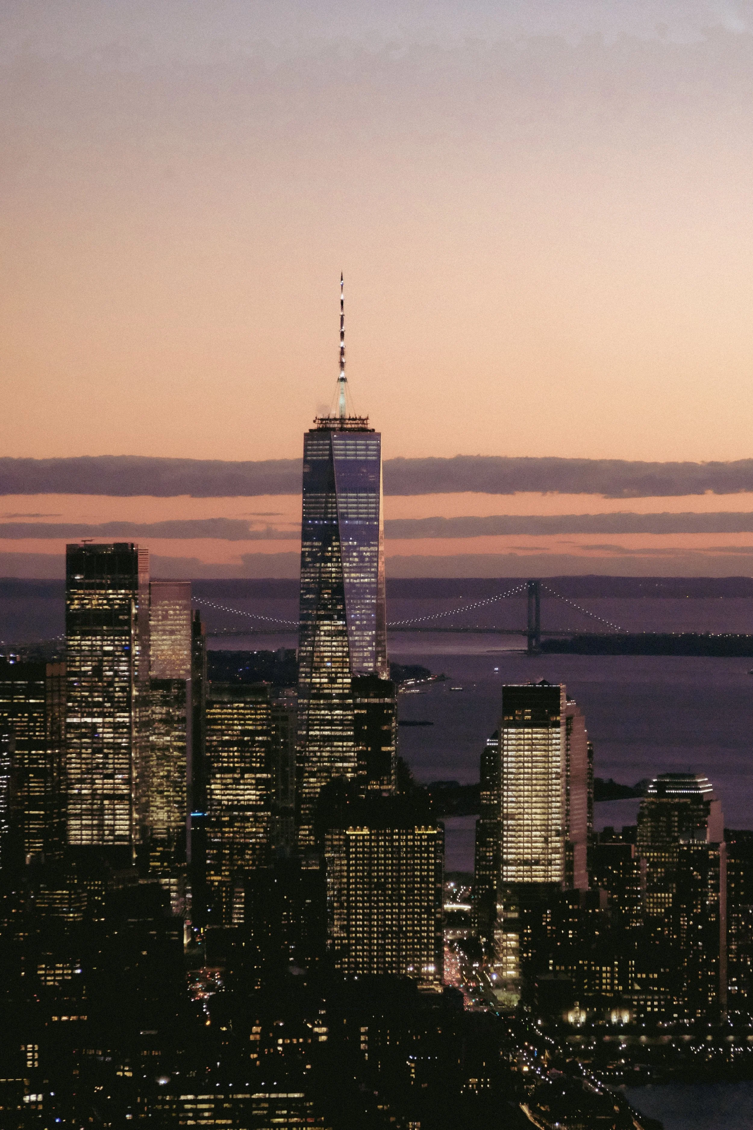 "Empire Glass"
Skyscrapers glowing against a fading sky, New York City.