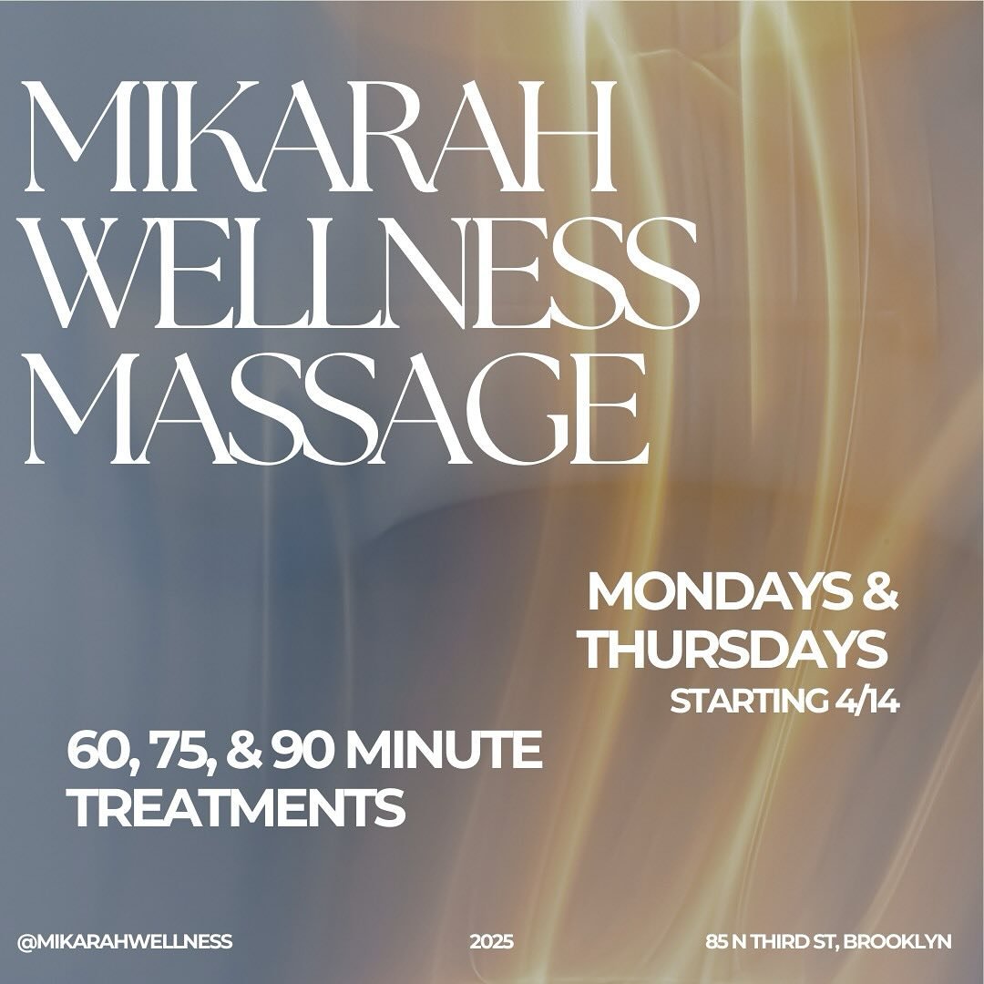 You can now find Mikarah Wellness in Williamsburg on Mondays &amp; Thursdays at @skinbyrachelnyc &lsquo;s rejuvinating oasis. I&rsquo;m super excited to be teaming up with Rachel to help you look &amp; feel your very best!

Massage treatments include