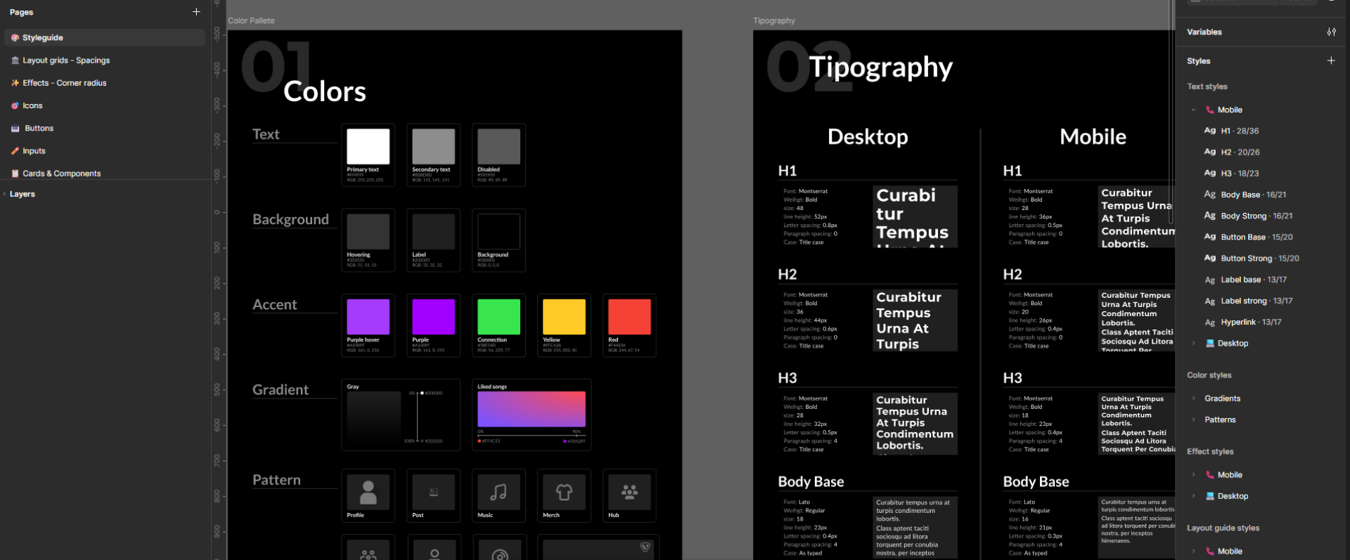 color palette and font styles