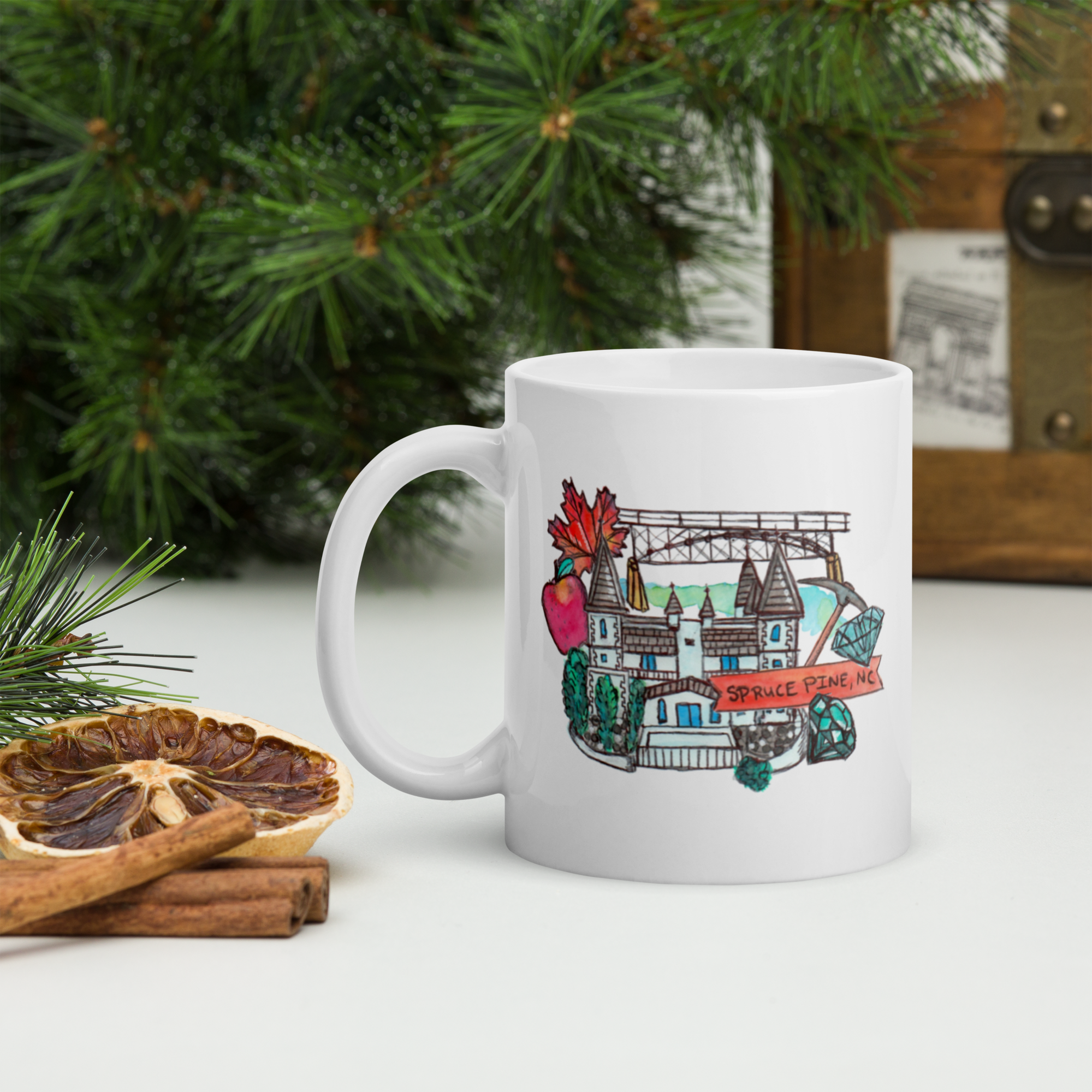 Spruce Pine Footbridge souvenir.Spruce Pine souvenir, Altapass orchard