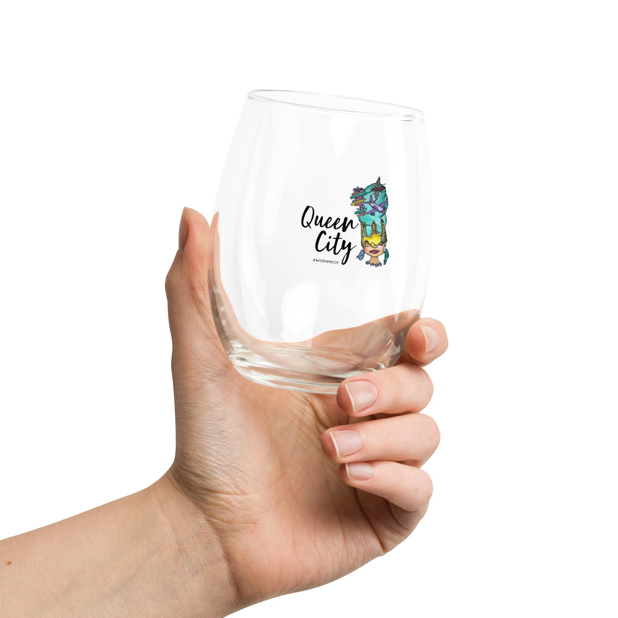 Queen City Charlotte wine glass | stemless wine glass Charlotte NC