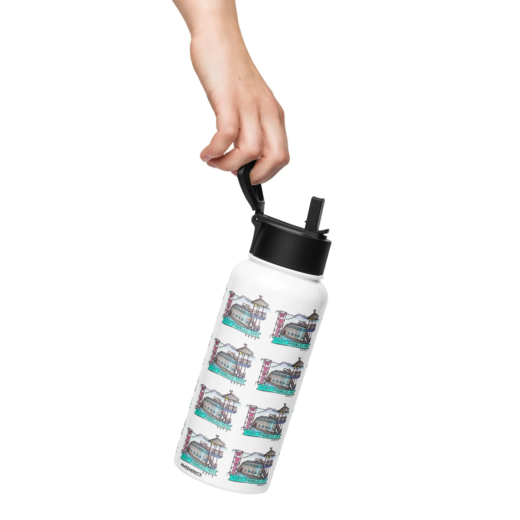 Port Angeles stainless steel water bottle | Olympic Mountains water bottle