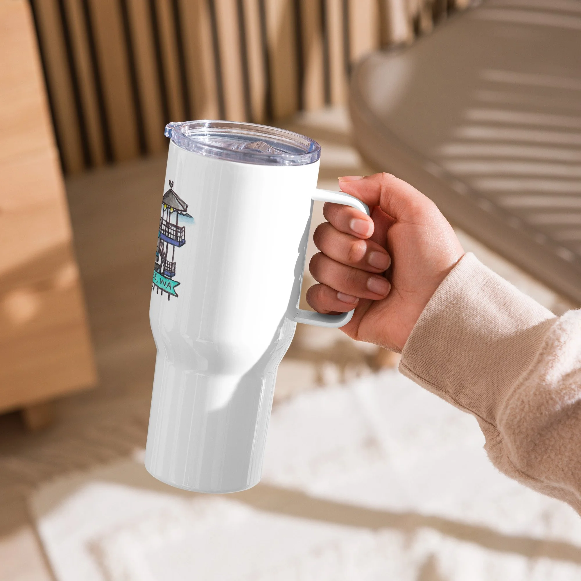 durable travel mug | port angeles waterfront design mug