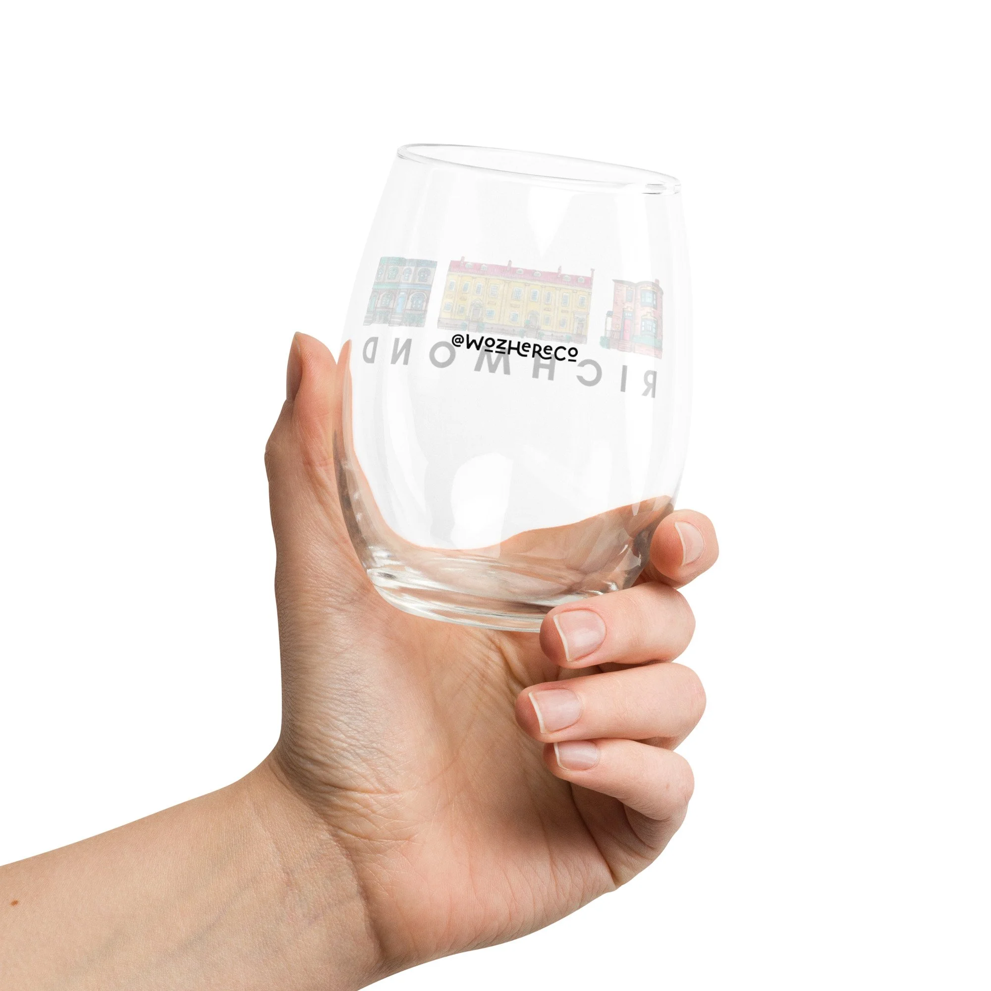 Historic Church Hill Richmond Stemless Wine Glass – Watercolor Rowhomes