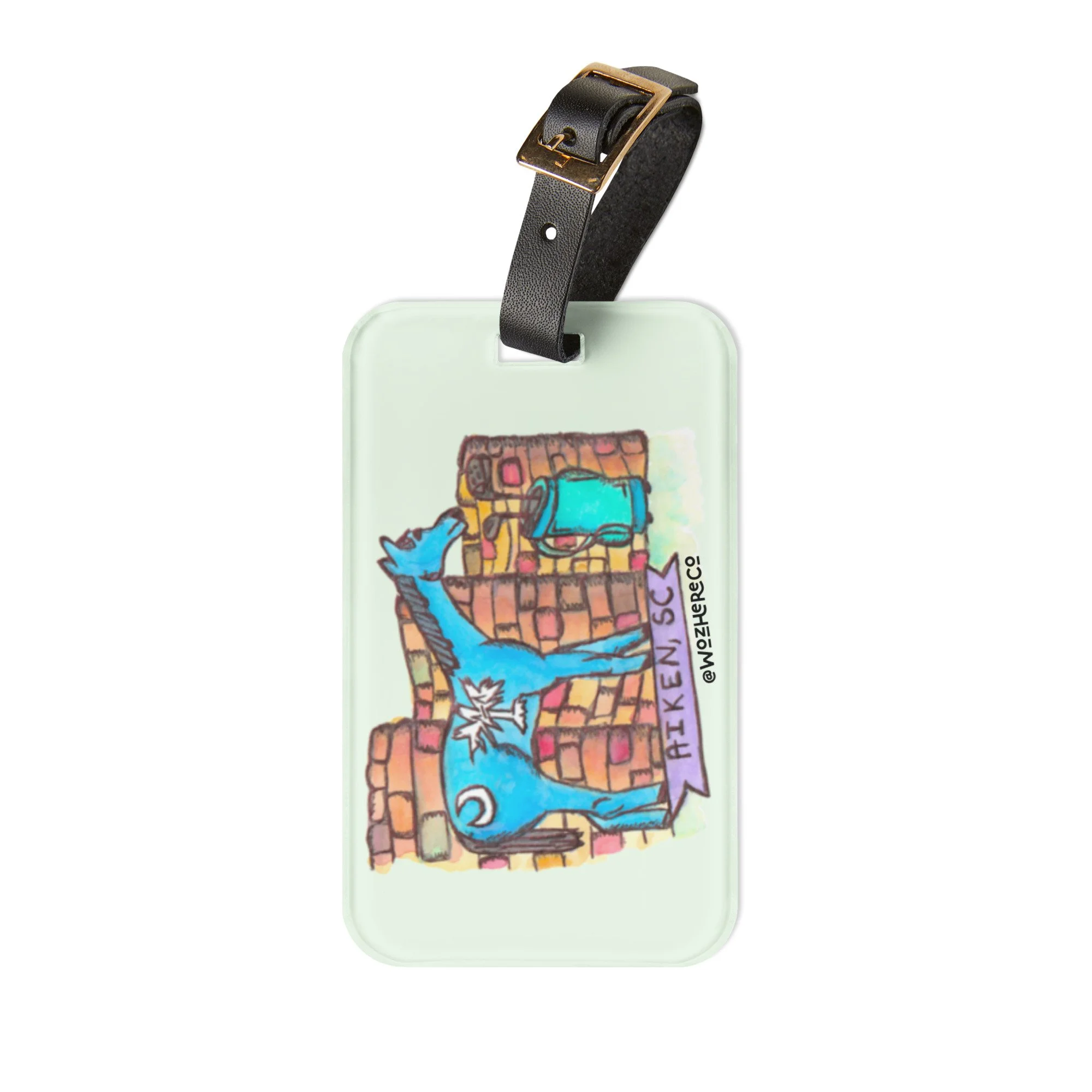 Aiken SC souvenir gift, hand-drawn luggage tag