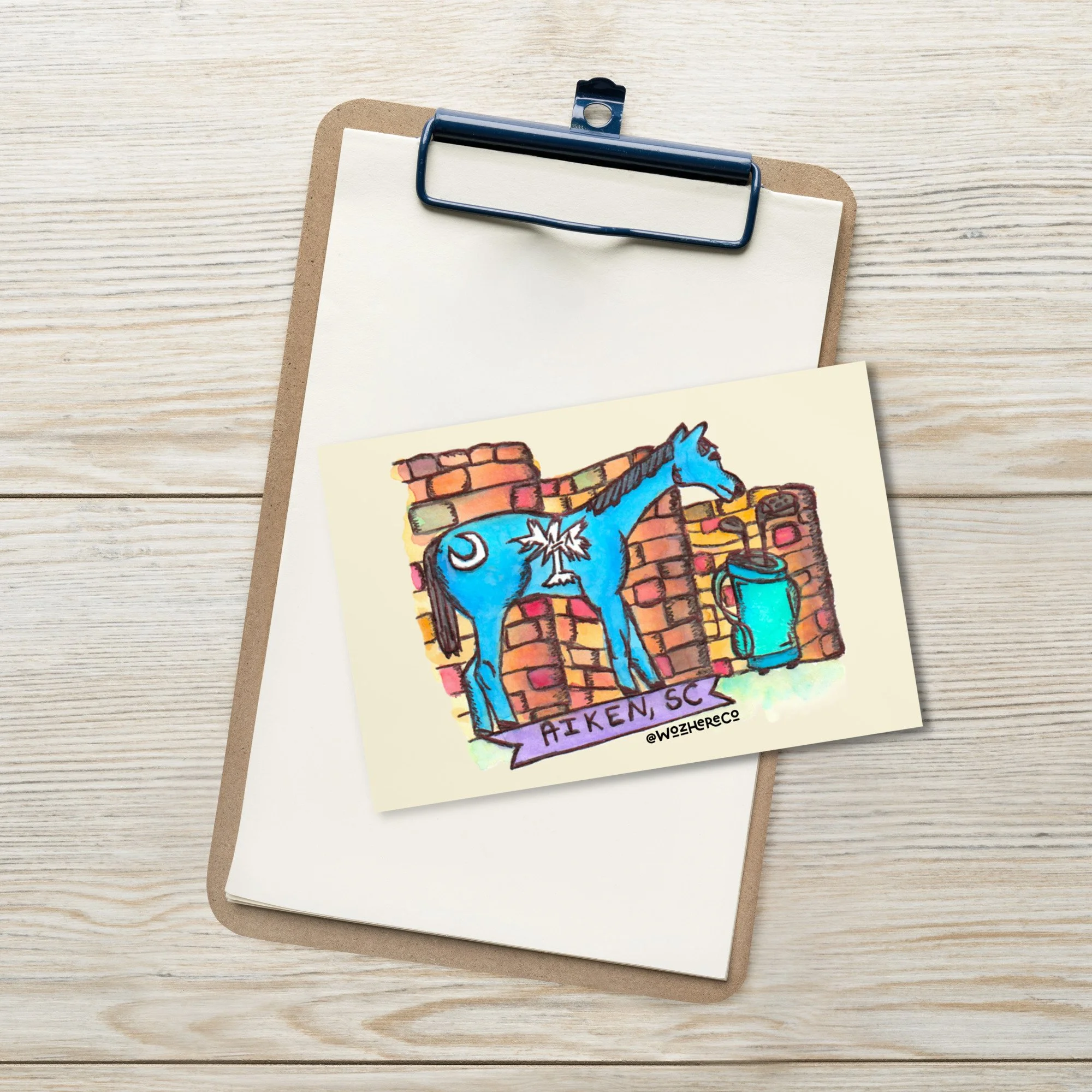Aiken equestrian art postcard, standard 4x6 Aiken SC postcard, heavyweight cardstock South Carolina postcard, blank back Aiken SC postcard