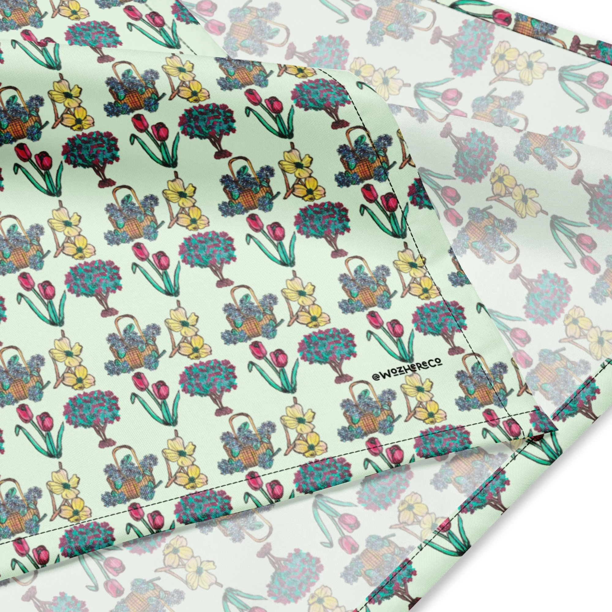 light green bandana with flowers from the southeastern region