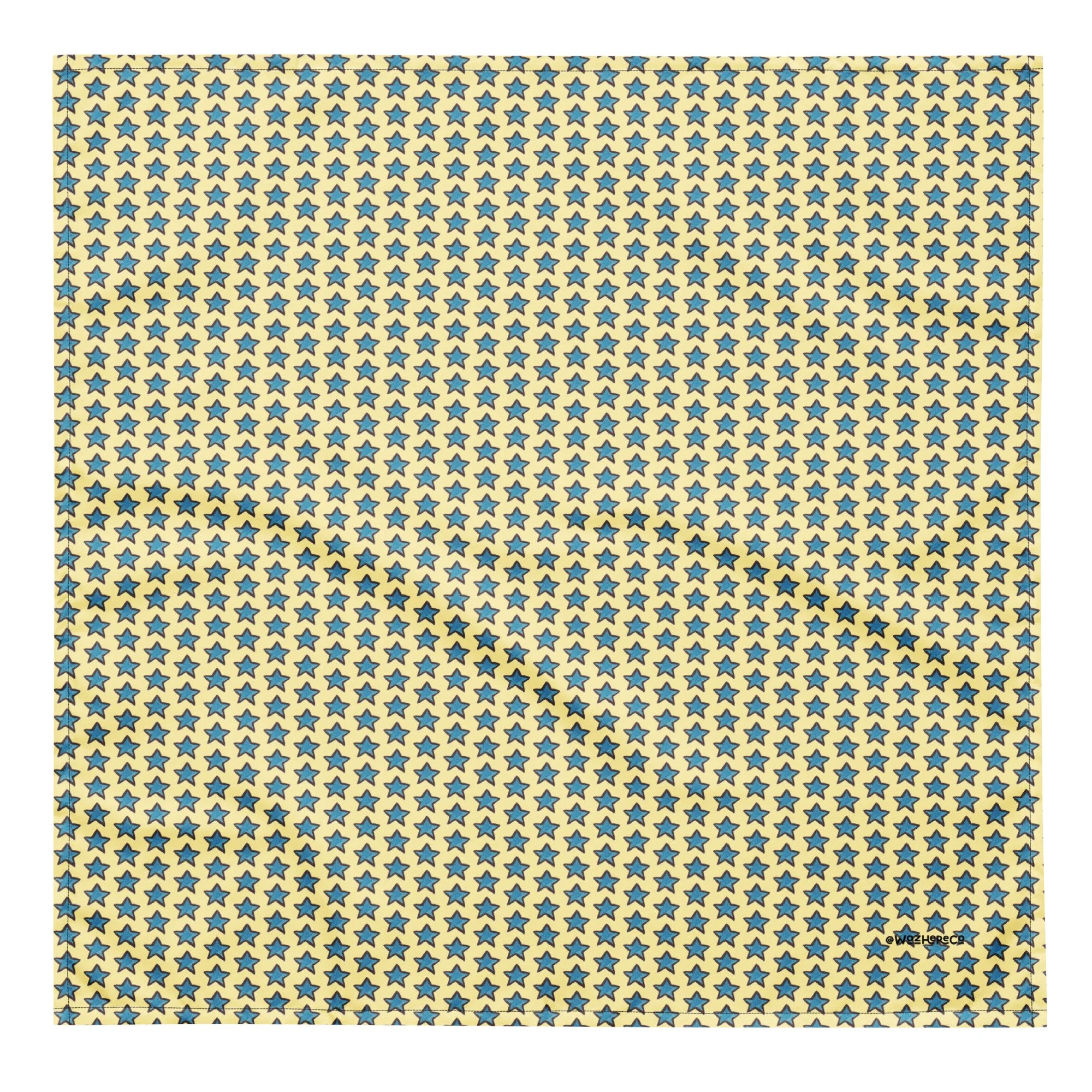 Celestial Blue Star Dog Bandana – Bright Yellow Watercolor Pet Scarf