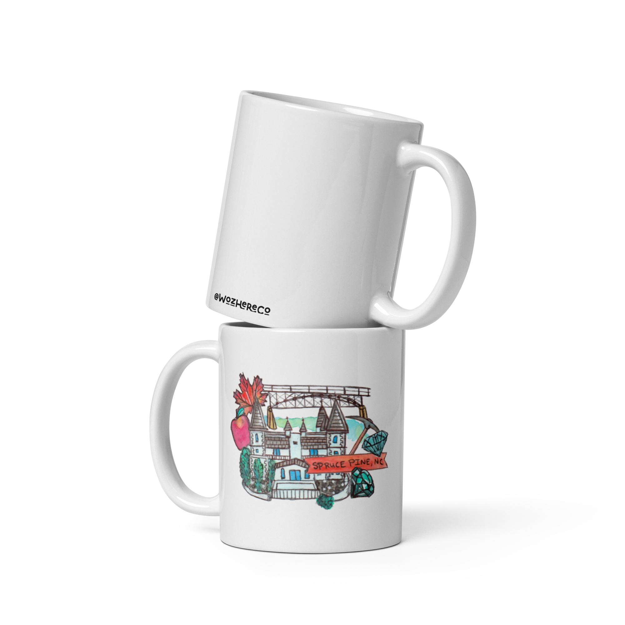 Spruce Pine Footbridge souvenir, North Carolina ceramic mug