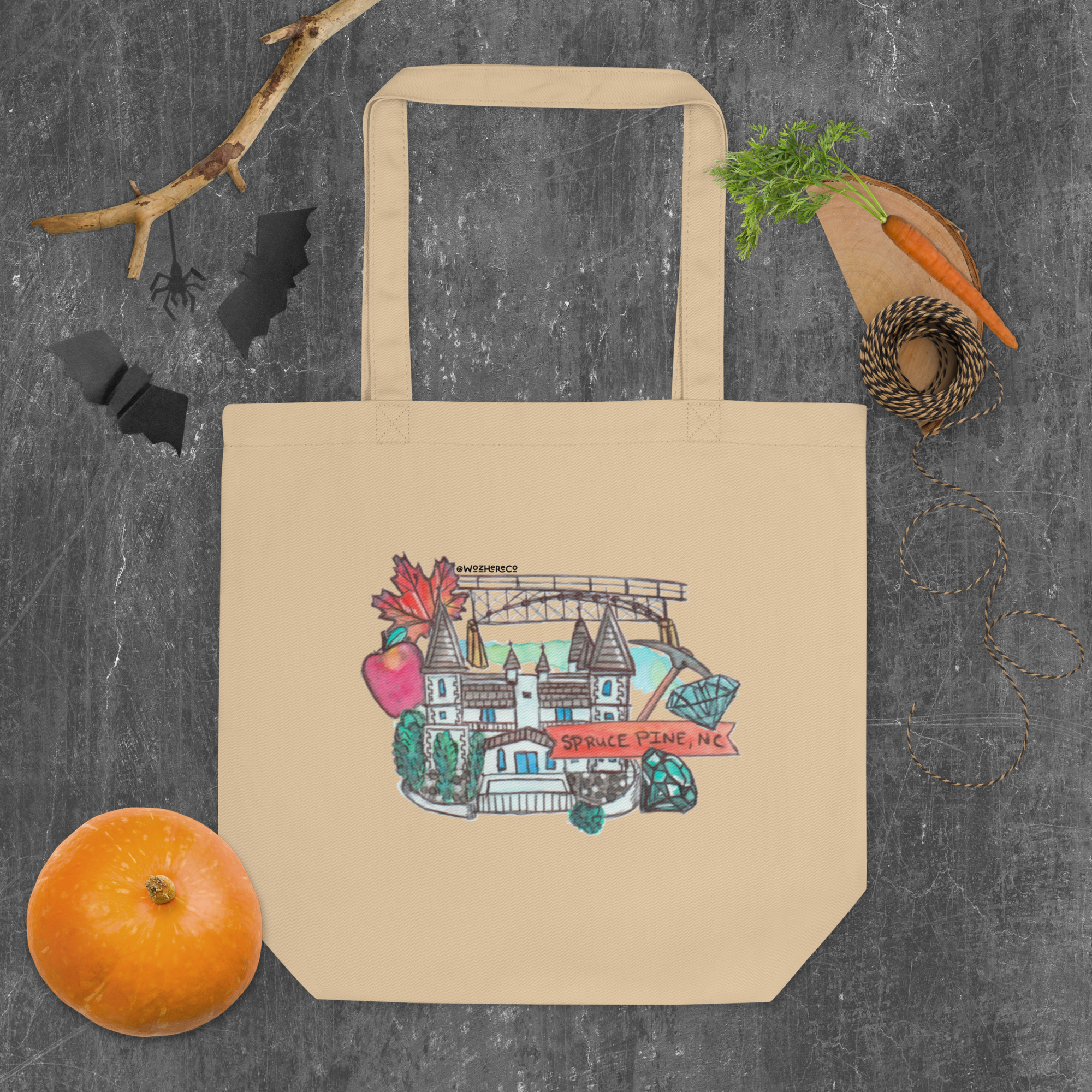 Spruce Pine NC tote bag, Smithmore Castle tote