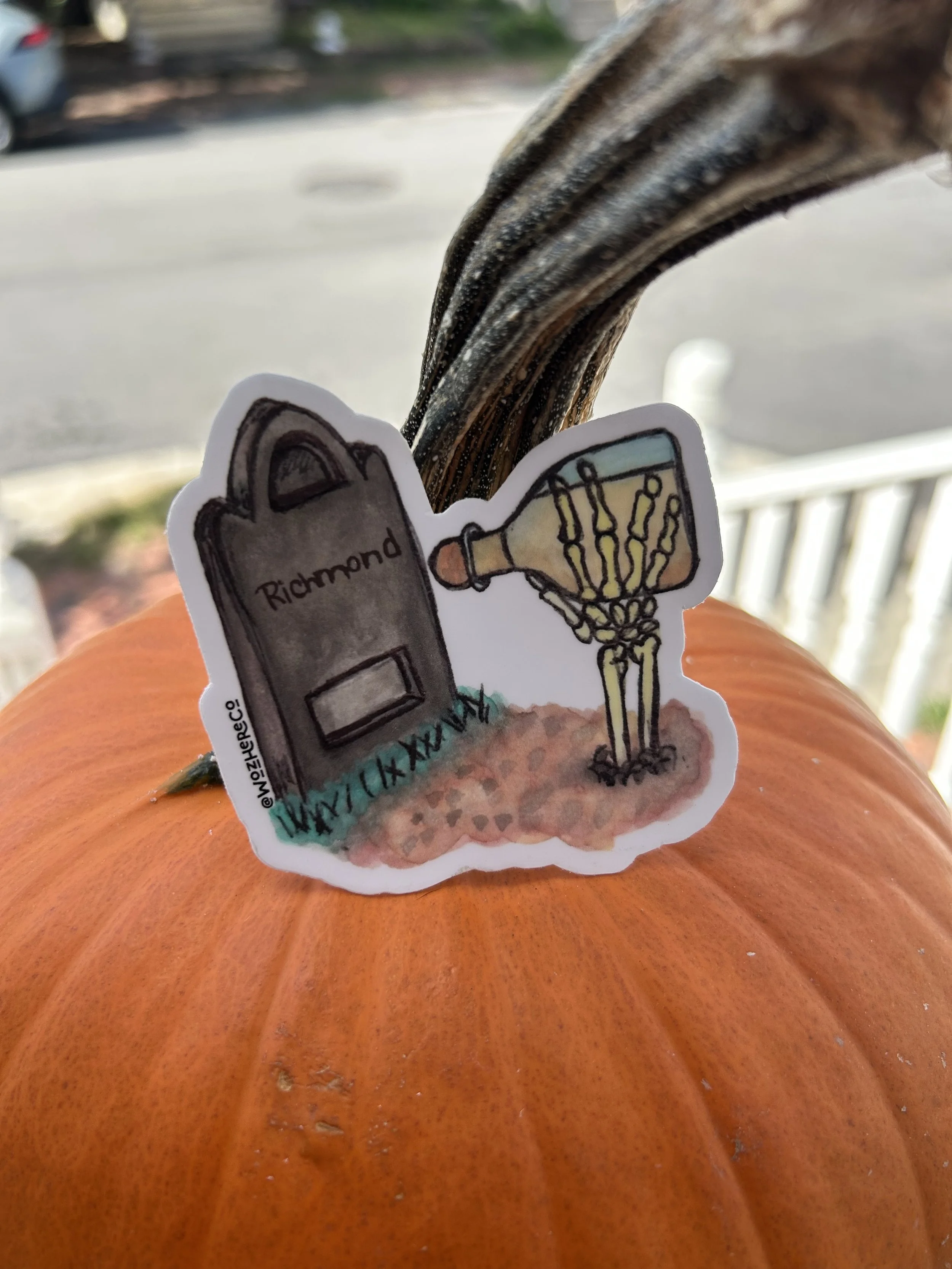 Richmond "Pour One Out" Skeleton Tombstone Vinyl Sticker