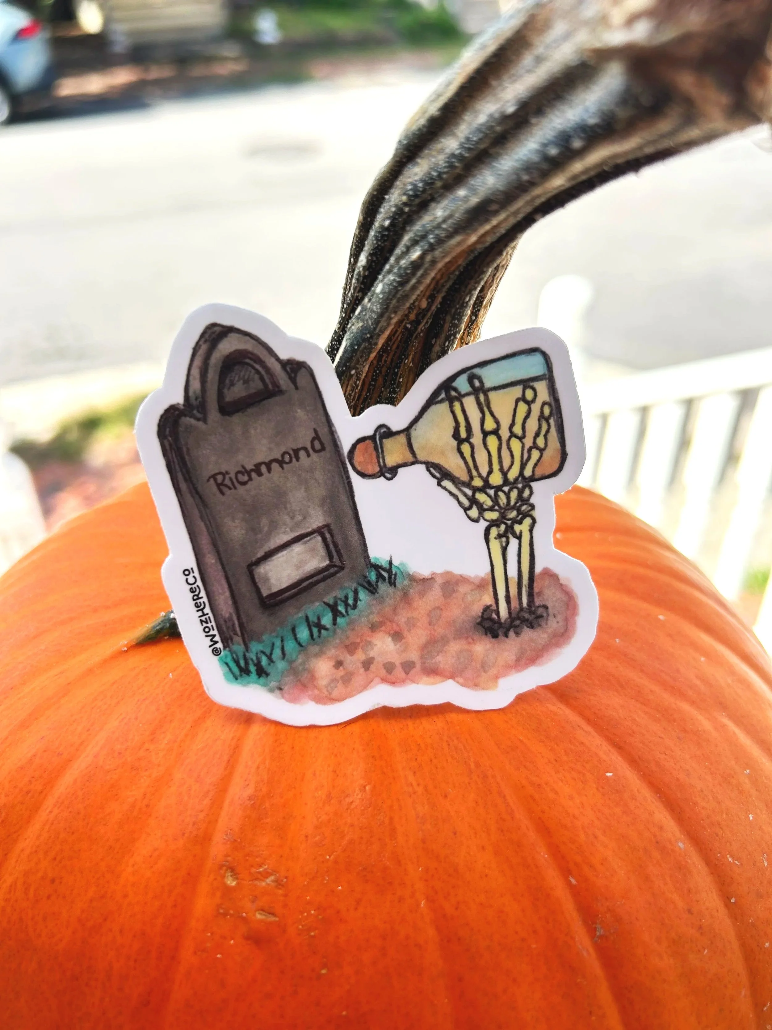 Richmond VA sticker, pour one out sticker, skeleton tombstone vinyl sticker, Richmond Virginia decal