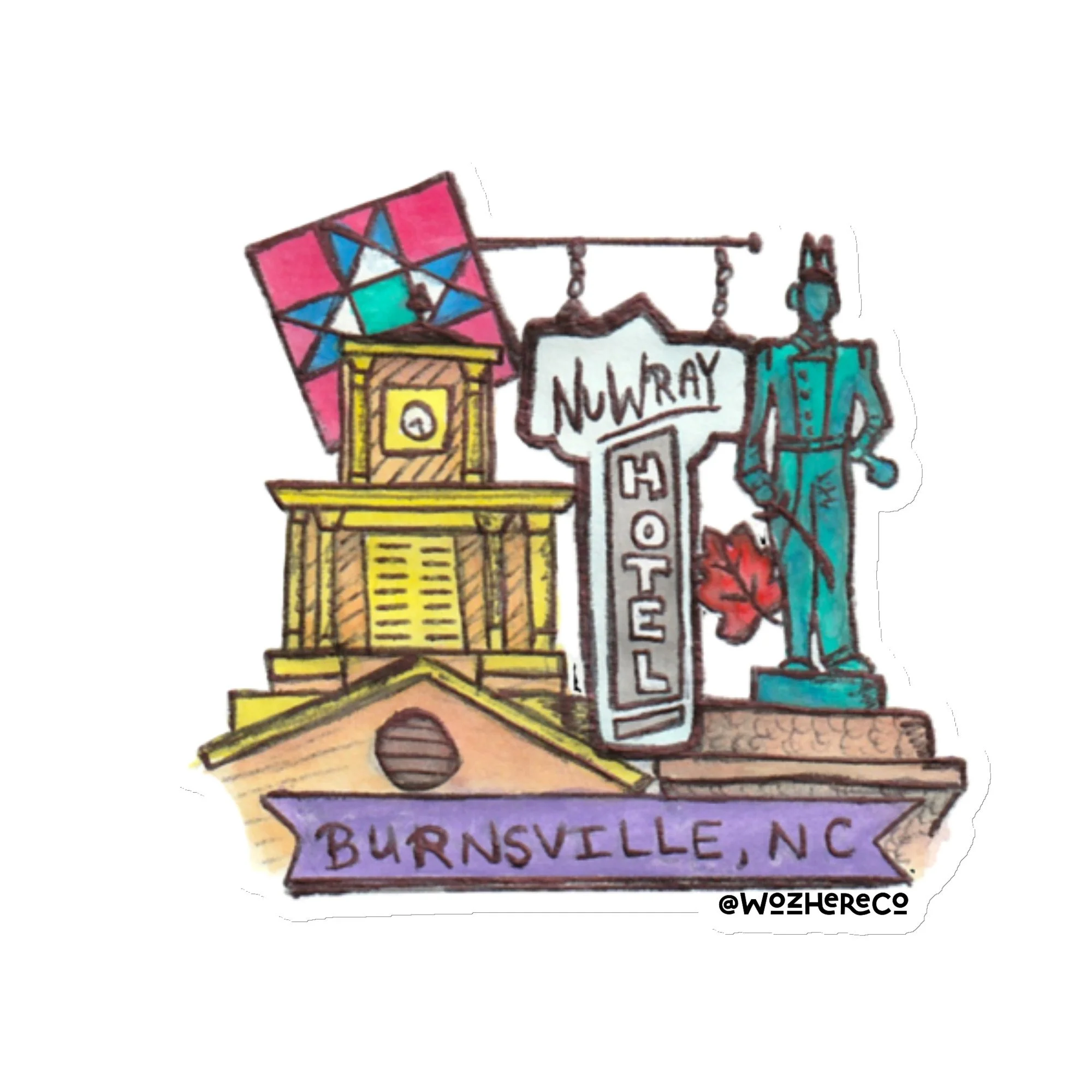 Quilt Block Trail sticker, Burnsville souvenir sticker