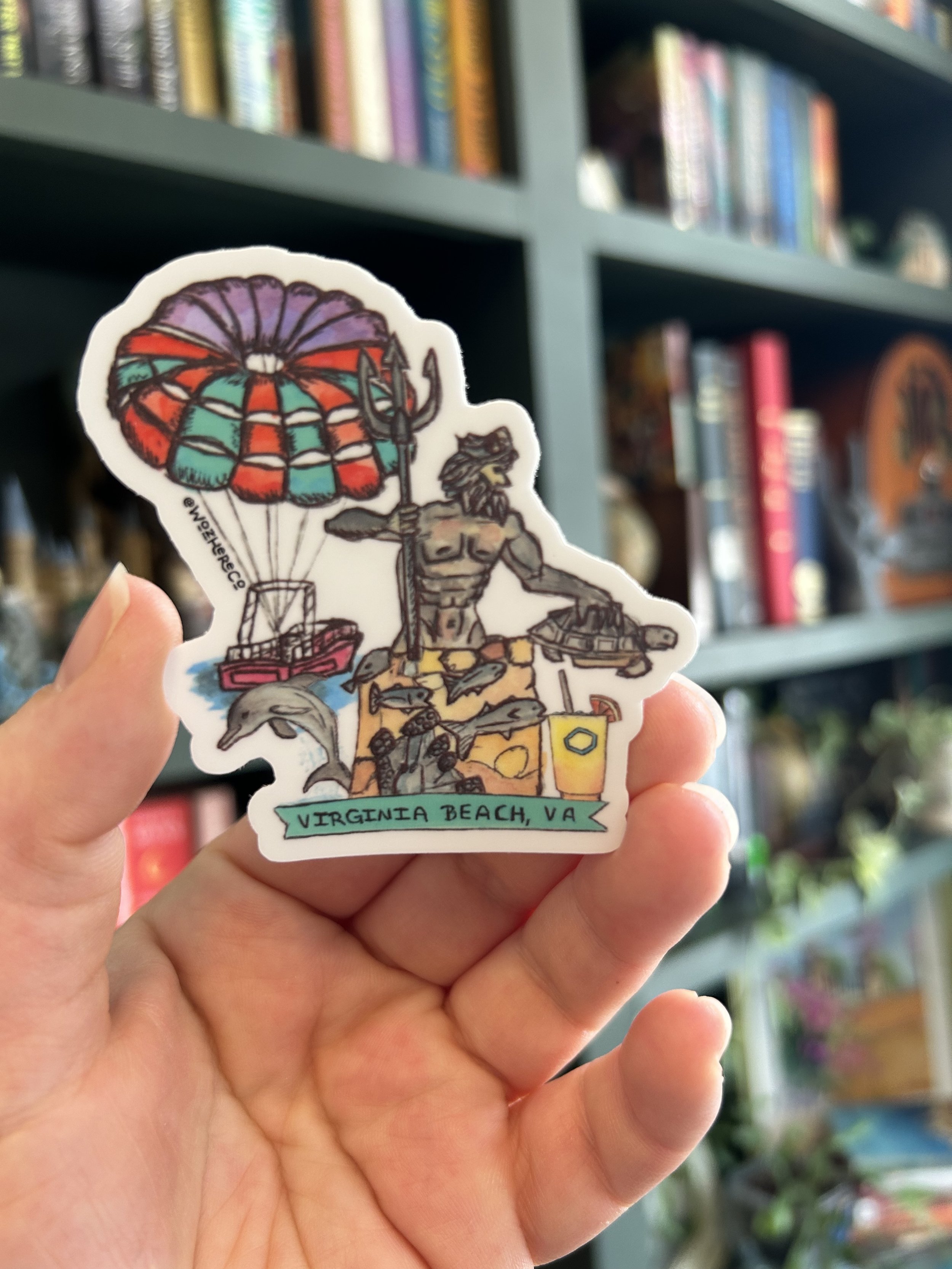 parasailing art sticker, watercolor sticker, hand drawn sticker, beach town souvenir