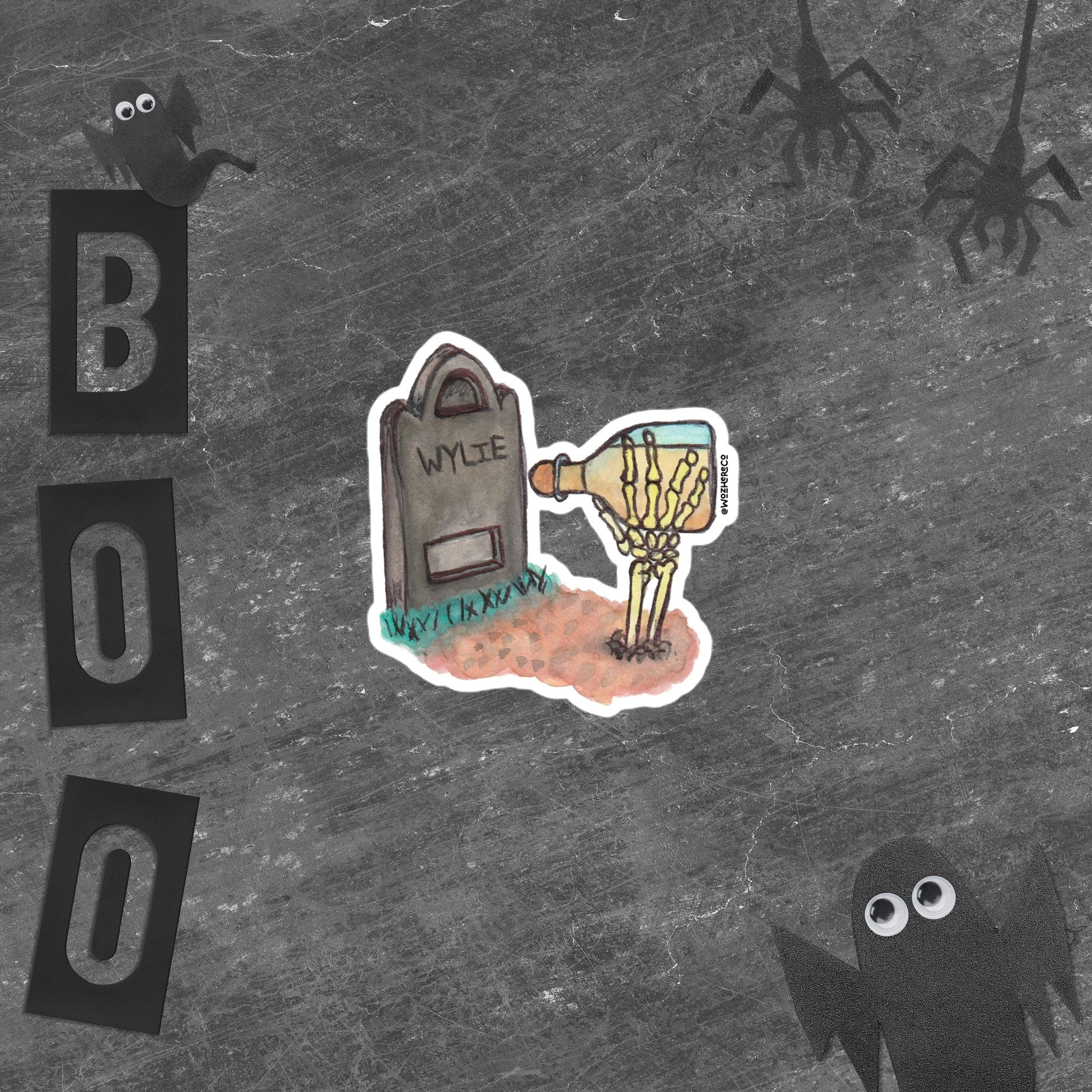 Halloween Lake Wylie sticker, spooky vinyl sticker, skeleton hand sticker