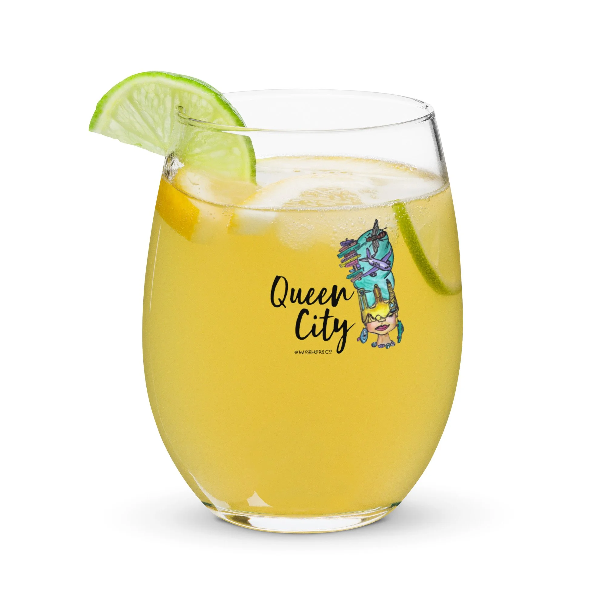 Queen Charlotte watercolor wine glass | Charlotte North Carolina souvenir glass