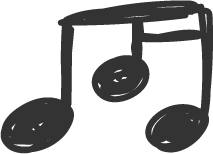 Black silhouette of a musical note.