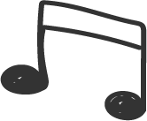 Black musical note icon on a white background
