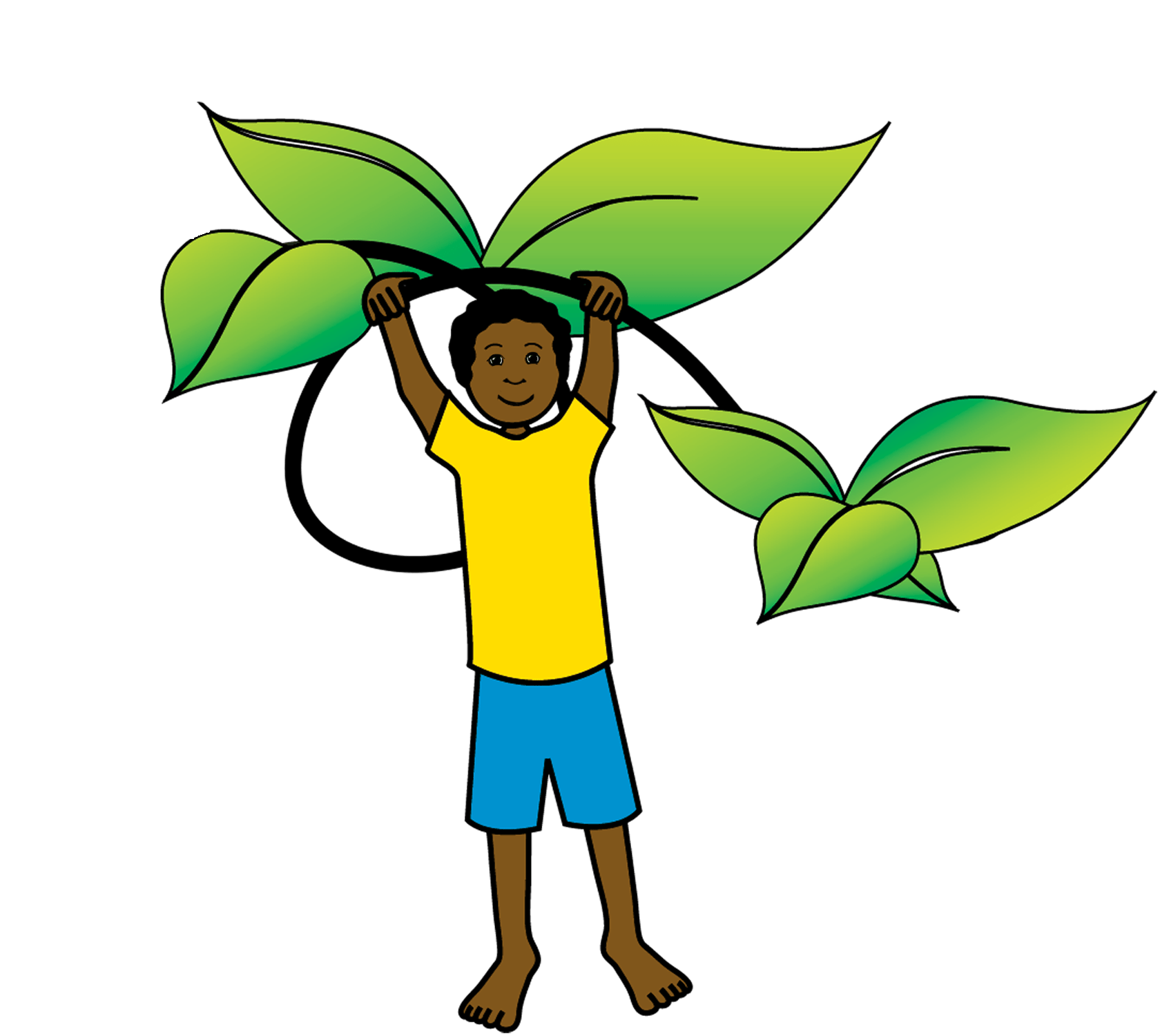 Five-year-old boy holding a vine, representing growth and connection to Bible teachings in a children’s ministry setting