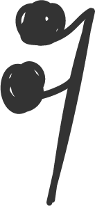 A sketch of a cherry on a stem with two cherries attached.