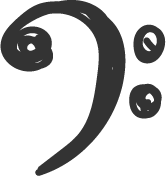 A black and white illustration of a large comma with smaller commas around it.