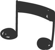 Black music note icon on a white background