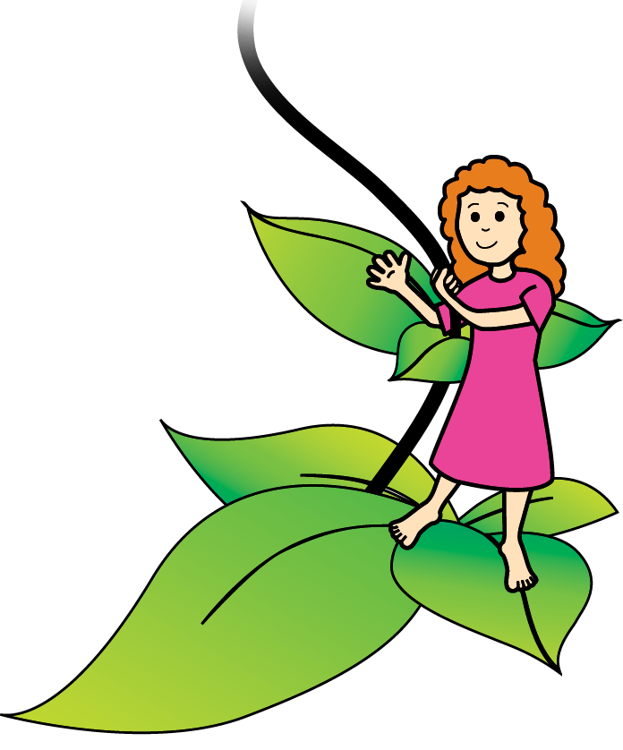 Young red-haired girl sitting on a vine, symbolizing early childhood Bible learning and spiritual growth